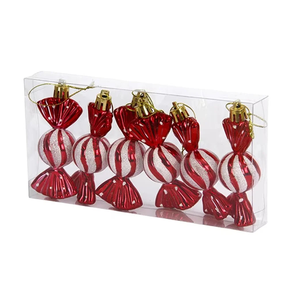 6pcs Christmas Candy Cane Pendant Xmas Tree Hanging Ball Ornaments Christmas Decorations for Home 2026 New Year Gift