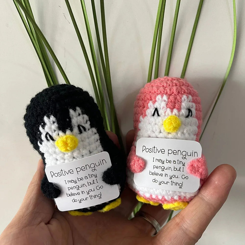 New Crochet Flower Penguin Doll Decoration Desk Accessories Kawaii Positive Energy Pengniu Doll Home Room Decor Christmas Gift