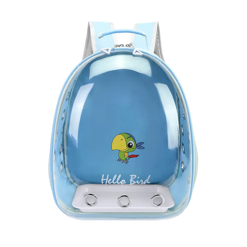 Portable Bird Cage with Prech Feeder and Tray, Acrylic Pet Backpack Bag, Parakeet, Cockatiel, Parrot, Bunny, Travel