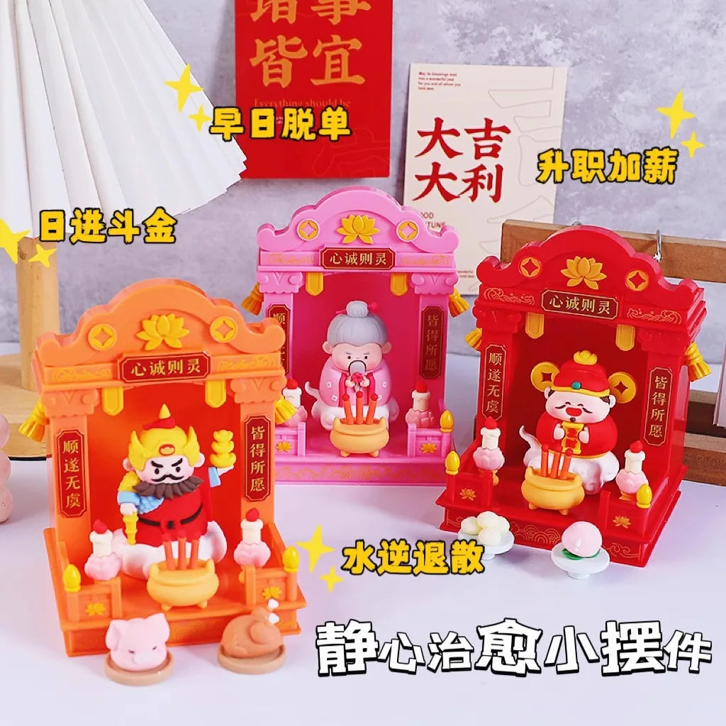 Chinese Deity Figurines Desk Organizer Creative Car Interior Zen Decor Office Stress Relief Ornament Car/Buddha Shrine Decor
