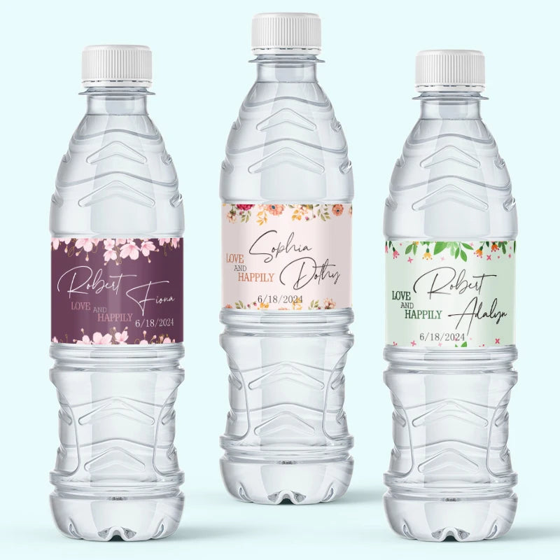 Custom Wedding Water Bottle Labels Personalized Name &amp; Date
