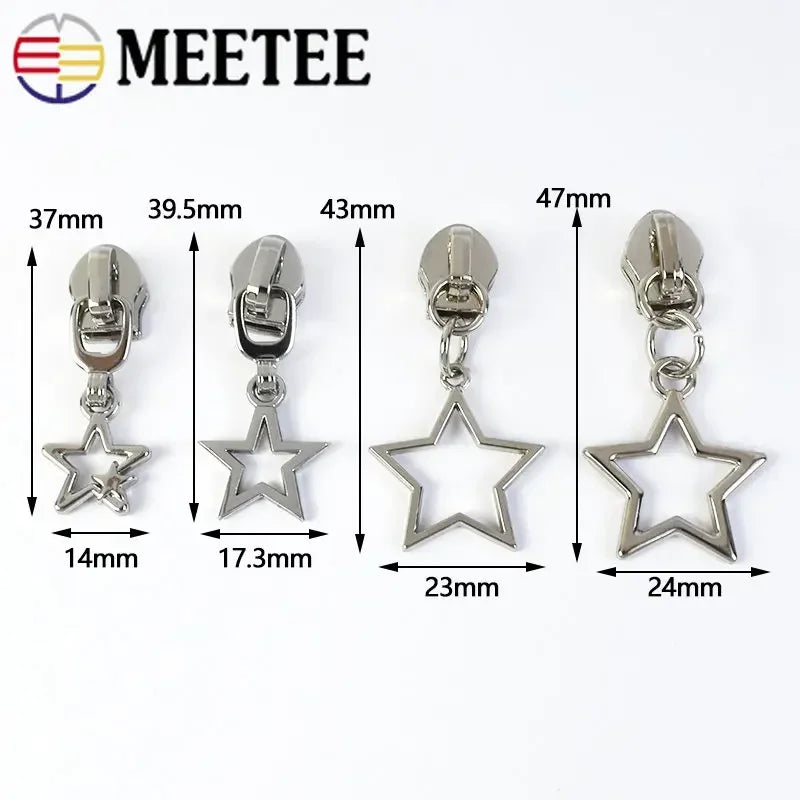 10/30Pcs Star Zipper Slider Pulls for Nylon Zippers By The Meter Bag Coat Zips Head Pullers Repair Kit DIY Sewing Accessories