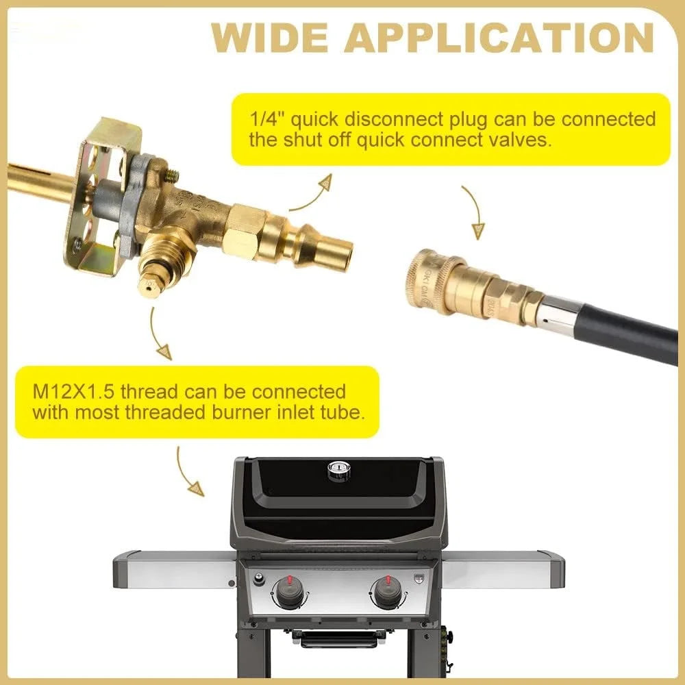 1pc Control Valve with M12x1.5 Thread and 1/4" Quick Disconnect Plug for Olympian 5500 5100 Weber 200 Gas Grill Valve