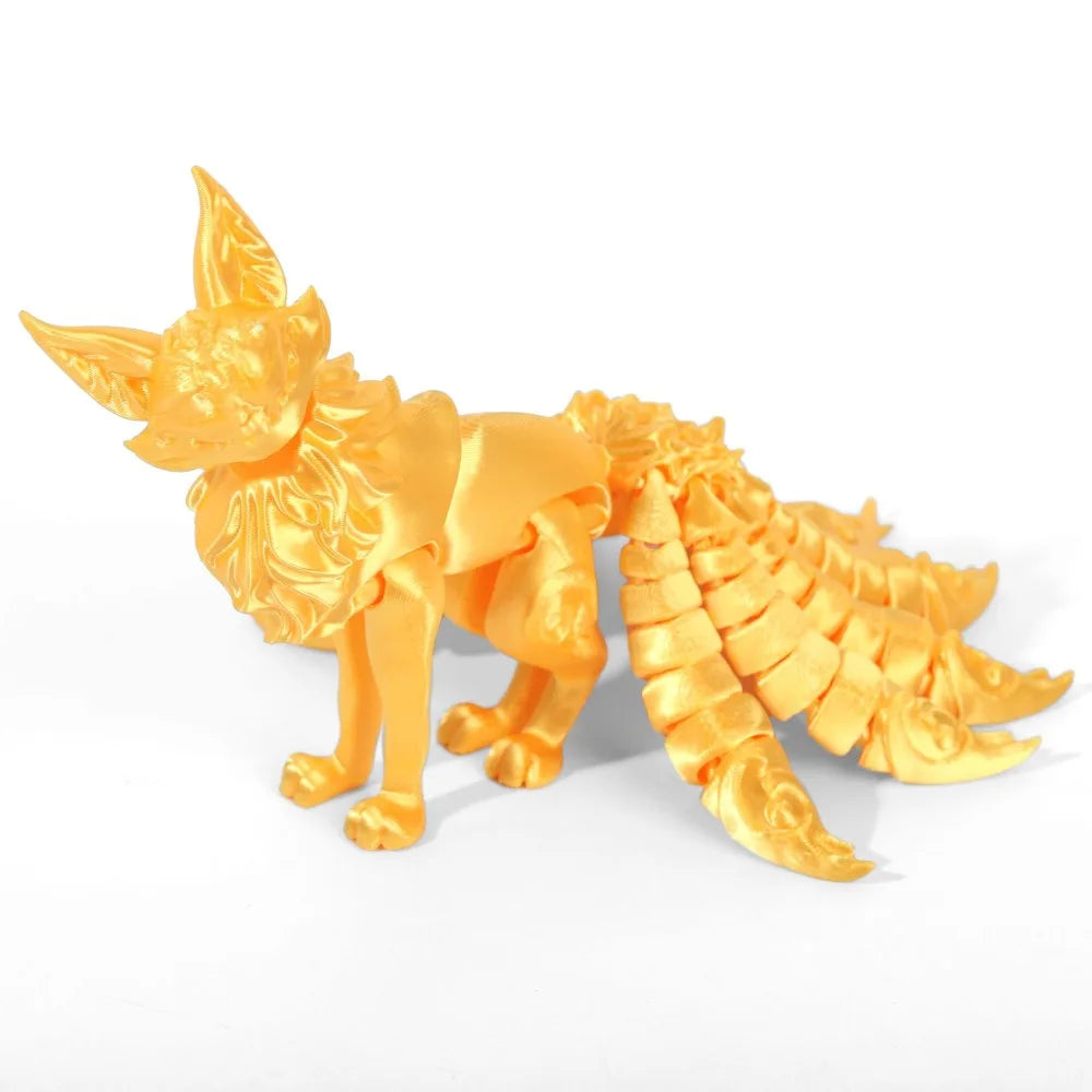 PLA 3D Printed Fox Model Multi-jointed Movable Fine-tailed Fox Doll Multicolor Articulated Animal Figurine Desktop Decoration