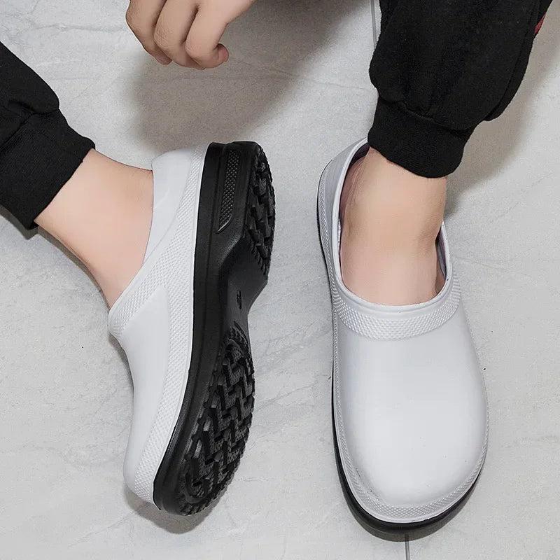 High Quality EVA Chef Shoes Non-slip Waterproof Oil-Proof Kitchen Cook Flat Working Shoes Hotel Restaurant Clogs Men Multicolor