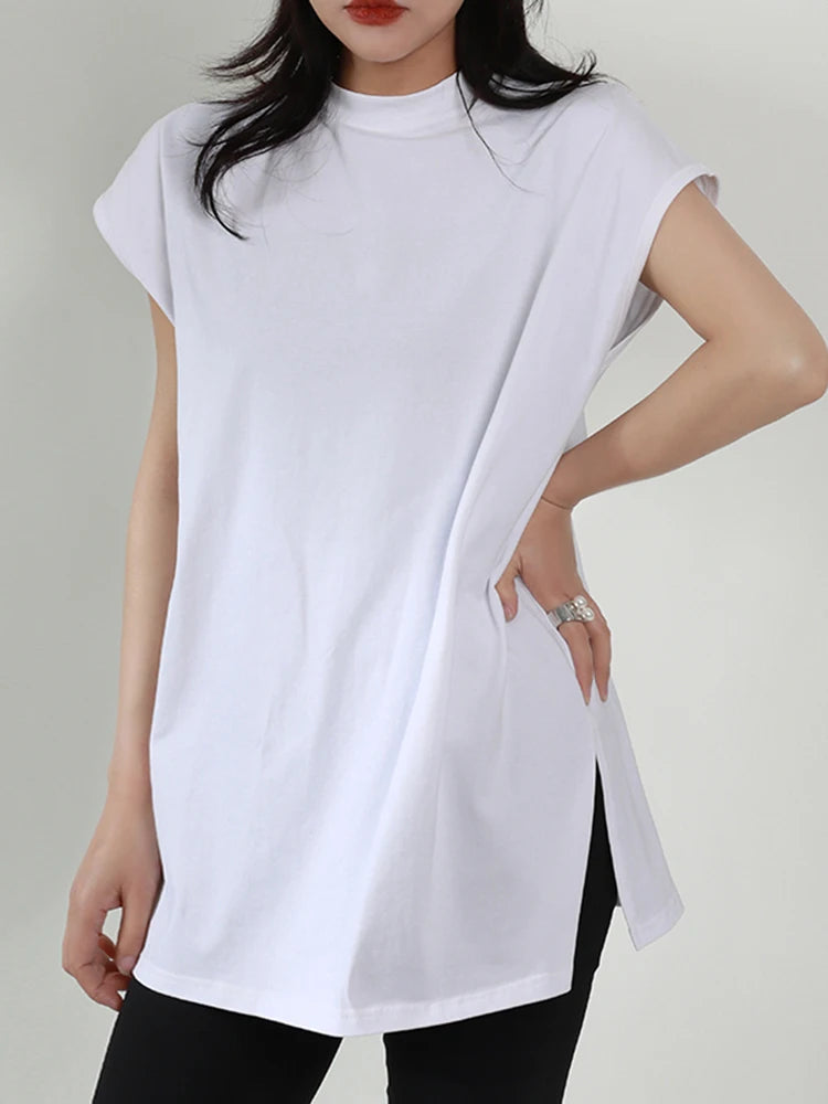 [EAM] Loose Fit black irregular Sweatshirt New Round Neck Long Sleeve Women Big Size Fashion Tide Spring Autumn 2026 1DF0420