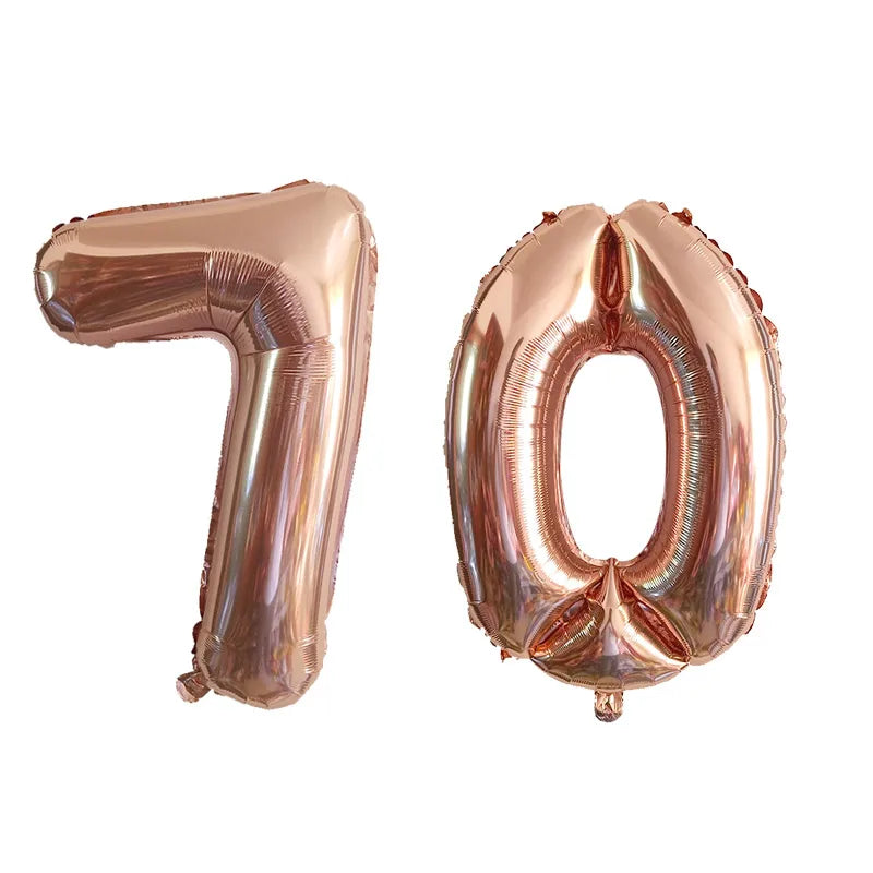 2pcs 32inch Rose Gold Balloon Number Banner 18 25 30 40 50 60 Birthday Party Decoration Kids Adult Anniversary Digit Foil Ballon