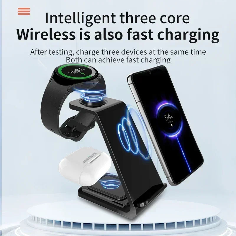 VIKEFON Fast Wireless Charger Stand For iPhone 16-12 Samsung S20 S21 Apple Watch 8/7 Samsung Galaxy 6/5 Charging Station