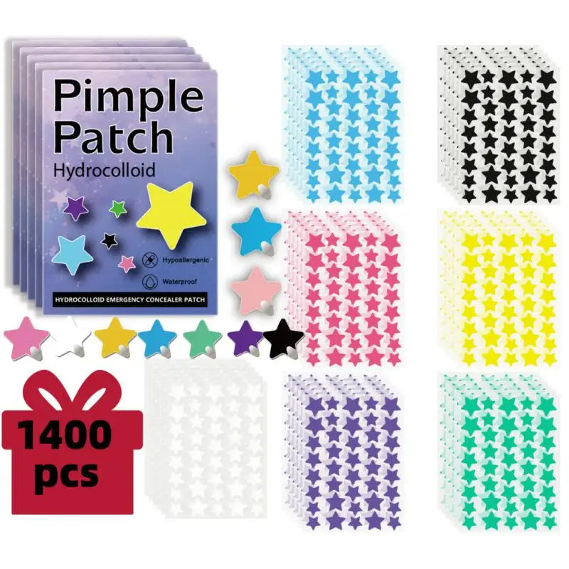 1400PCS New High-end Pimple Patch Acne Patches Set Colorful Star Shaped Acne Treatment Stickers Acne Dots Cover  For Skin Care