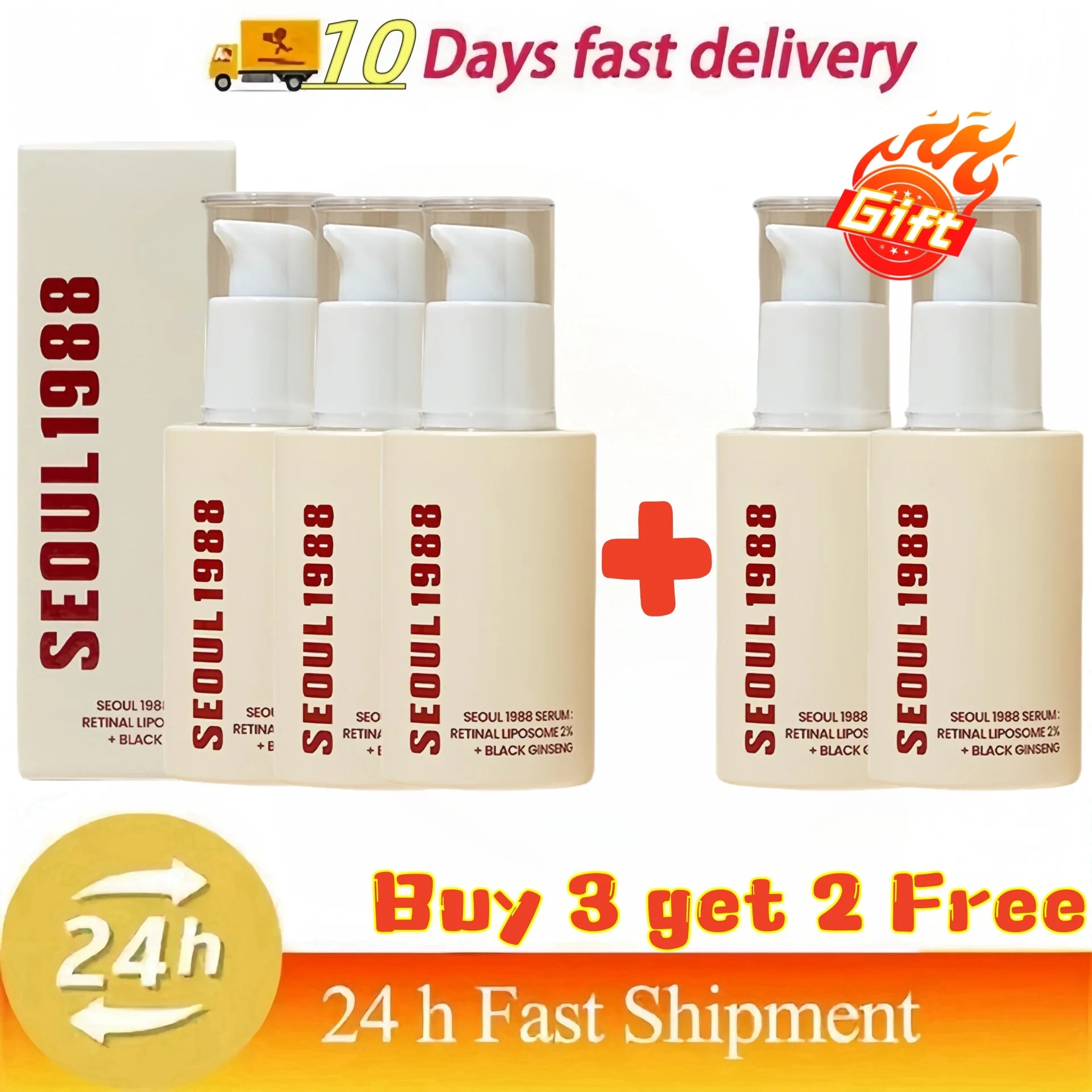 Korean SEOUL 1988 Serum Black Ginseng 2%Retinal Anti Aging Wrinkle Firming Pores Brightening Nicotinamide Balancing Skin Care