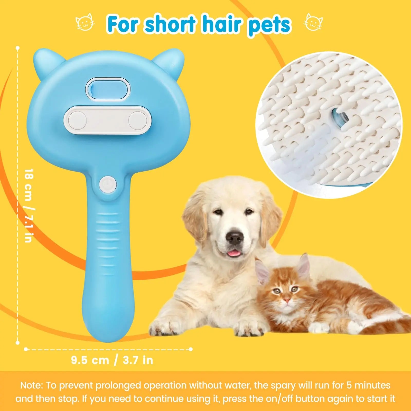 Cat Steam Brush 3 in 1 Pet Hair Grooming Tool Supply for Shedding With Soft Silicone Bristle Release Button for Short Hair Cats