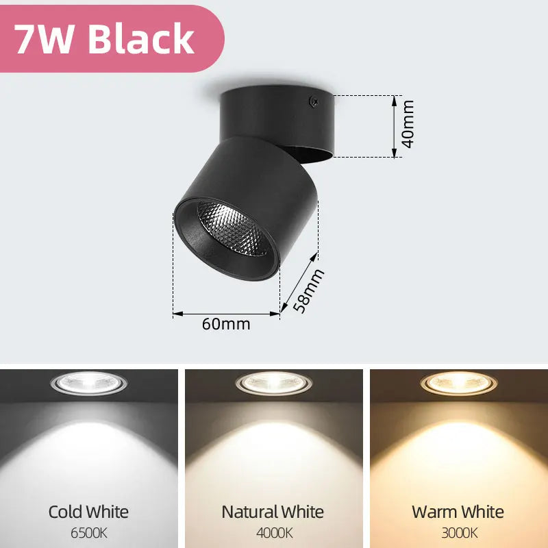 Led Down light 3 Color Ceiling Foldable  DownLight 20W 12W 7W 10W 15W Spotlight Light  for Kitchen Home Decor Surface Mounted