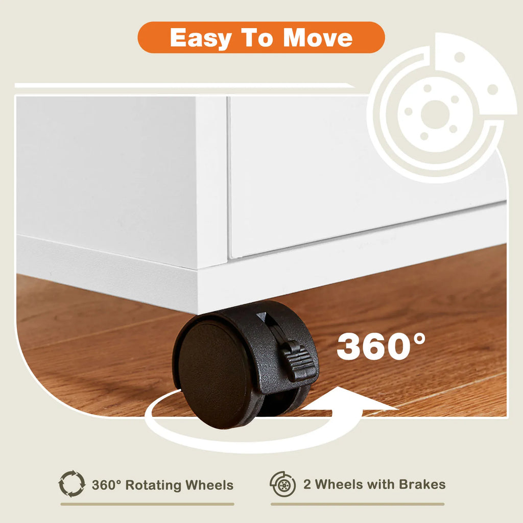 JHK Wood Nightstand Cabinet 5 Drawers Waterproof Surface Storage