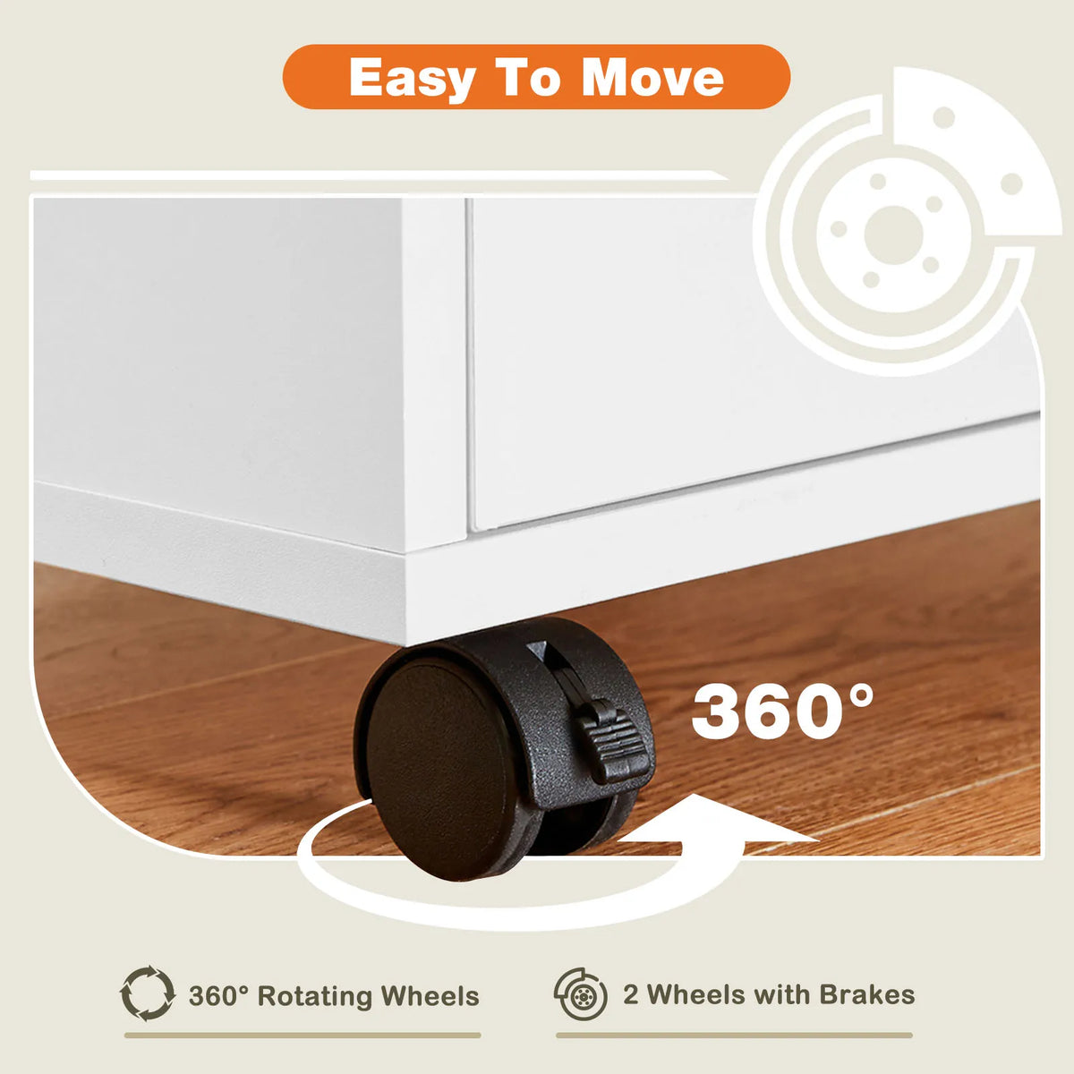 JHK Wood Nightstand Cabinet 5 Drawers Waterproof Surface Storage