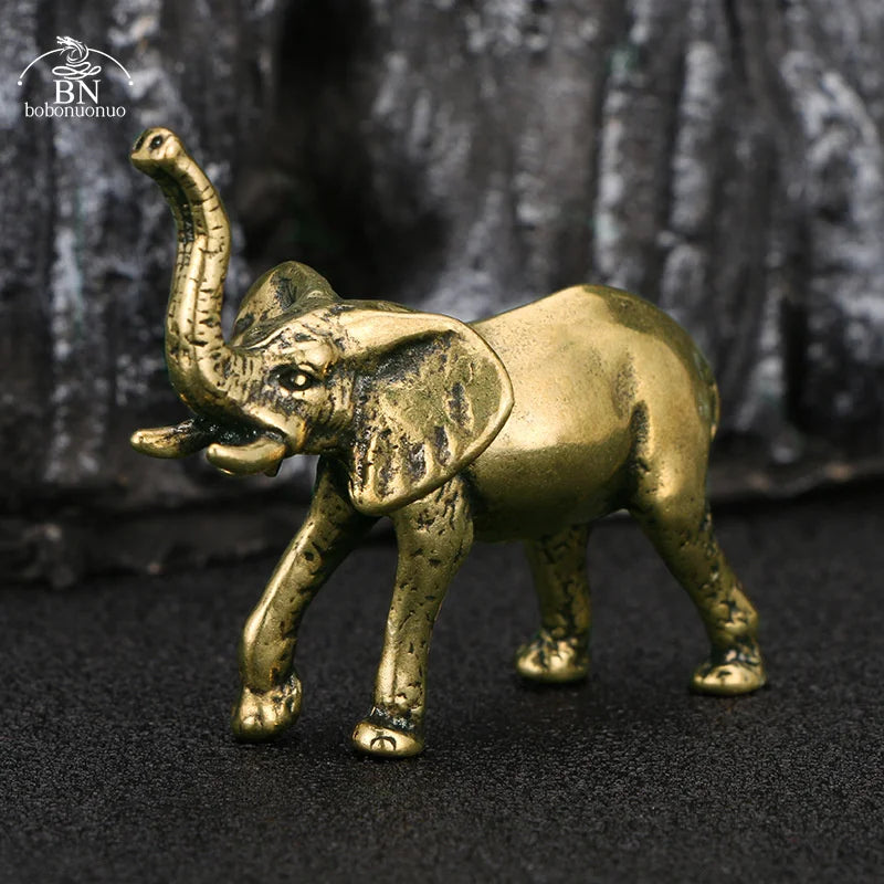 Vintage Brass Elephant Home Decor Ornaments Crafts Miniatures Figurines Desk Decoration Accessories Handmade Mini Animals Statue