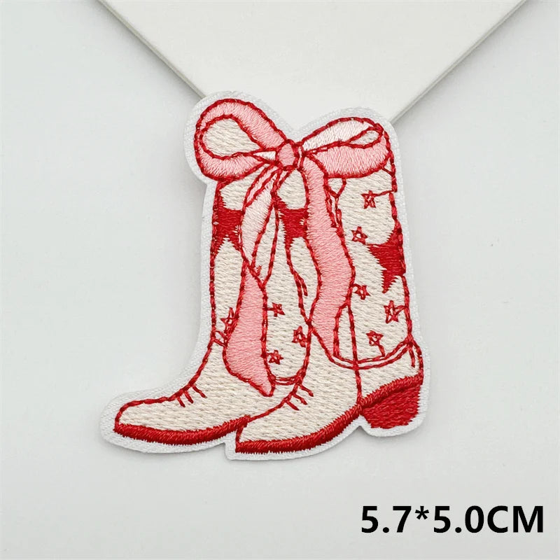 Cartoon Embroidery Sticker Decorative Ironing Sticker Sewing DIY Pink Bowknot Clothing Shoes Hat Bag Patch