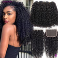 Bouncy Burmese Pixie Curly Human Hair Bundles with Closure