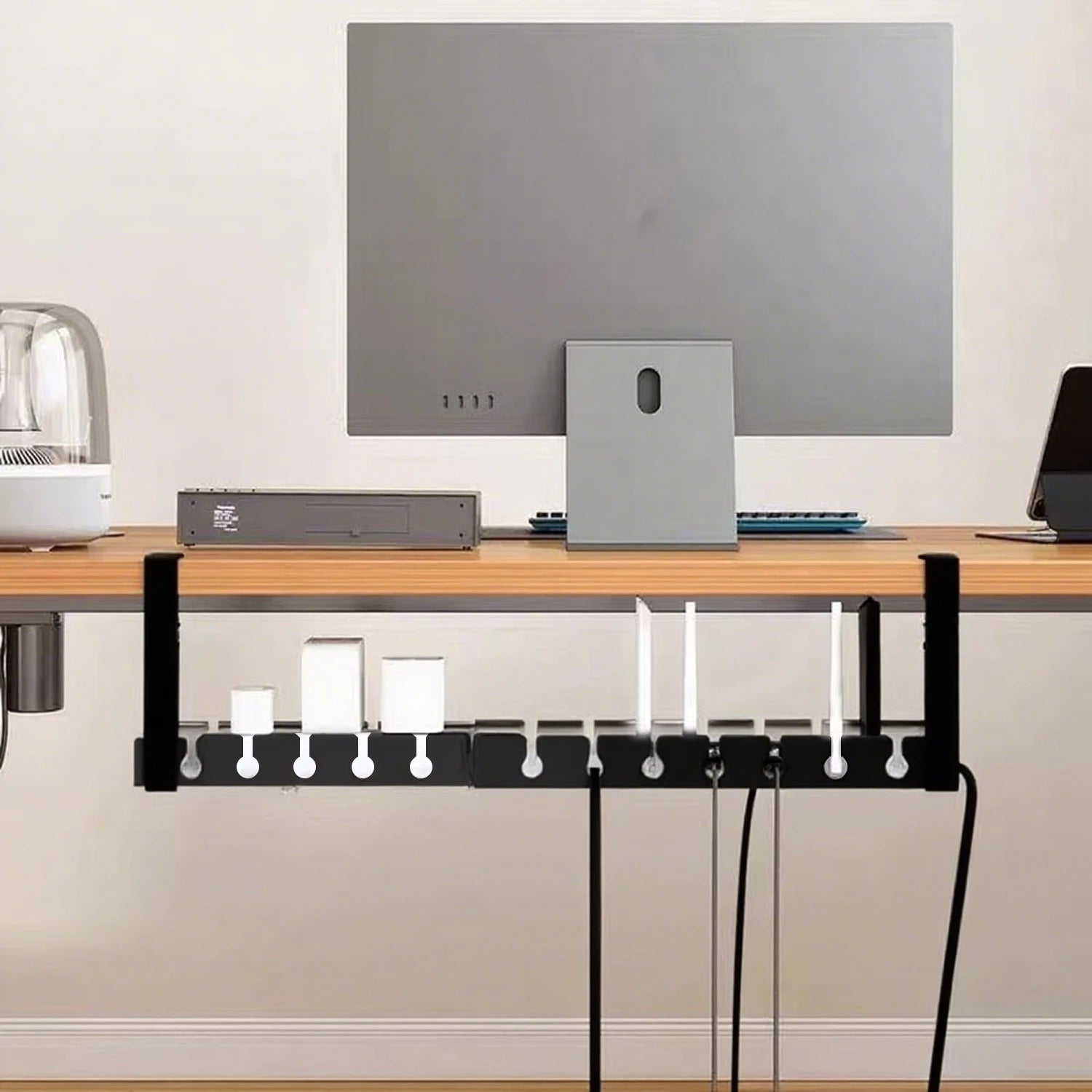 Under Desk Cable Management Metal Extendable Cable Wire Organizer Racks No Punching Strip Cord Holder Home Storage Accessories