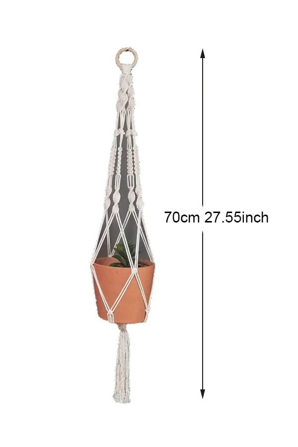 Colourful Boho Macrame Plant Holder Hand Woven 100% Cotton Flower Pot Hanger Hanging Basket For Indoor Plants Bonsai Home Decor