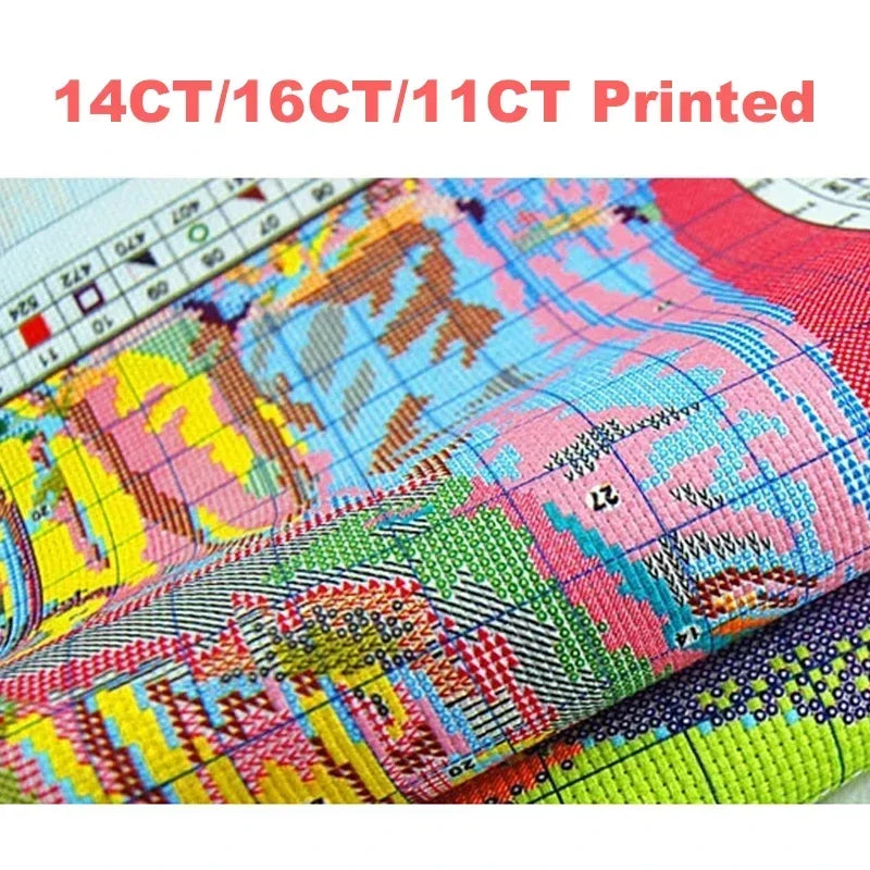 Garden Girl DIY Character Floral Patterns Cross Stitch Kits 14 16 11CT White Canvas Printed Fabric Embroidery Home Decor Crafts