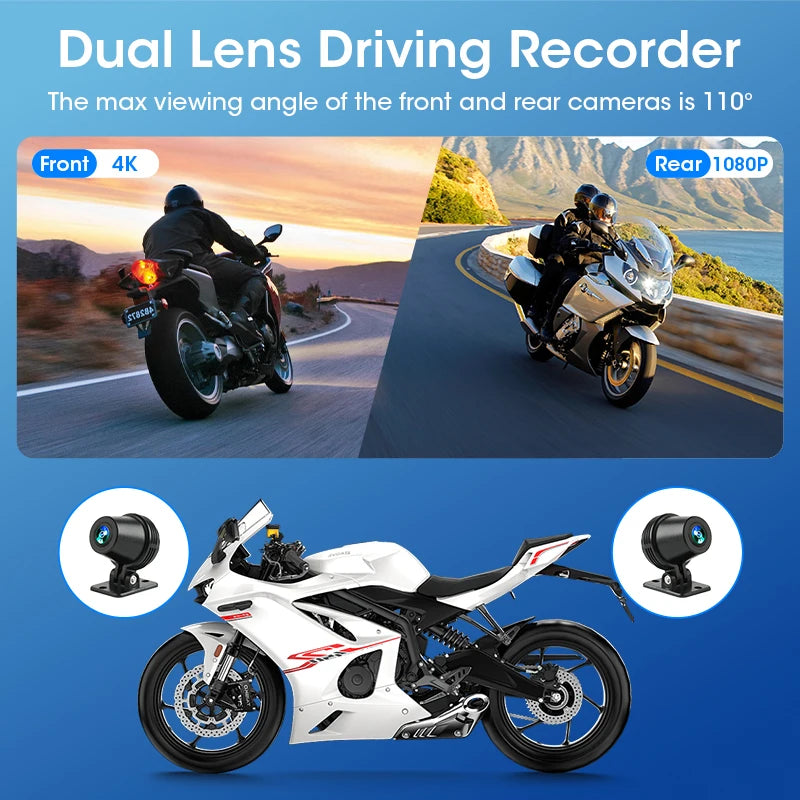 Jansite Portable 8.1 inch IP67 Waterproof Motorcycle 4K DVR