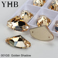 YHB Top Quality Galactic Axe Glass Crystal AB Moonlight Sewing Stones Flatback Sew on Rhinestones For Garment Clothes Bags