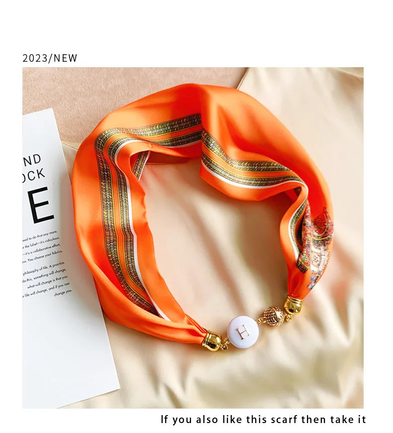 Imitation Silk Scarf Magnetic Buckle Necklace Pendant Wearing Spring and Autumn Cervical Protection for Women