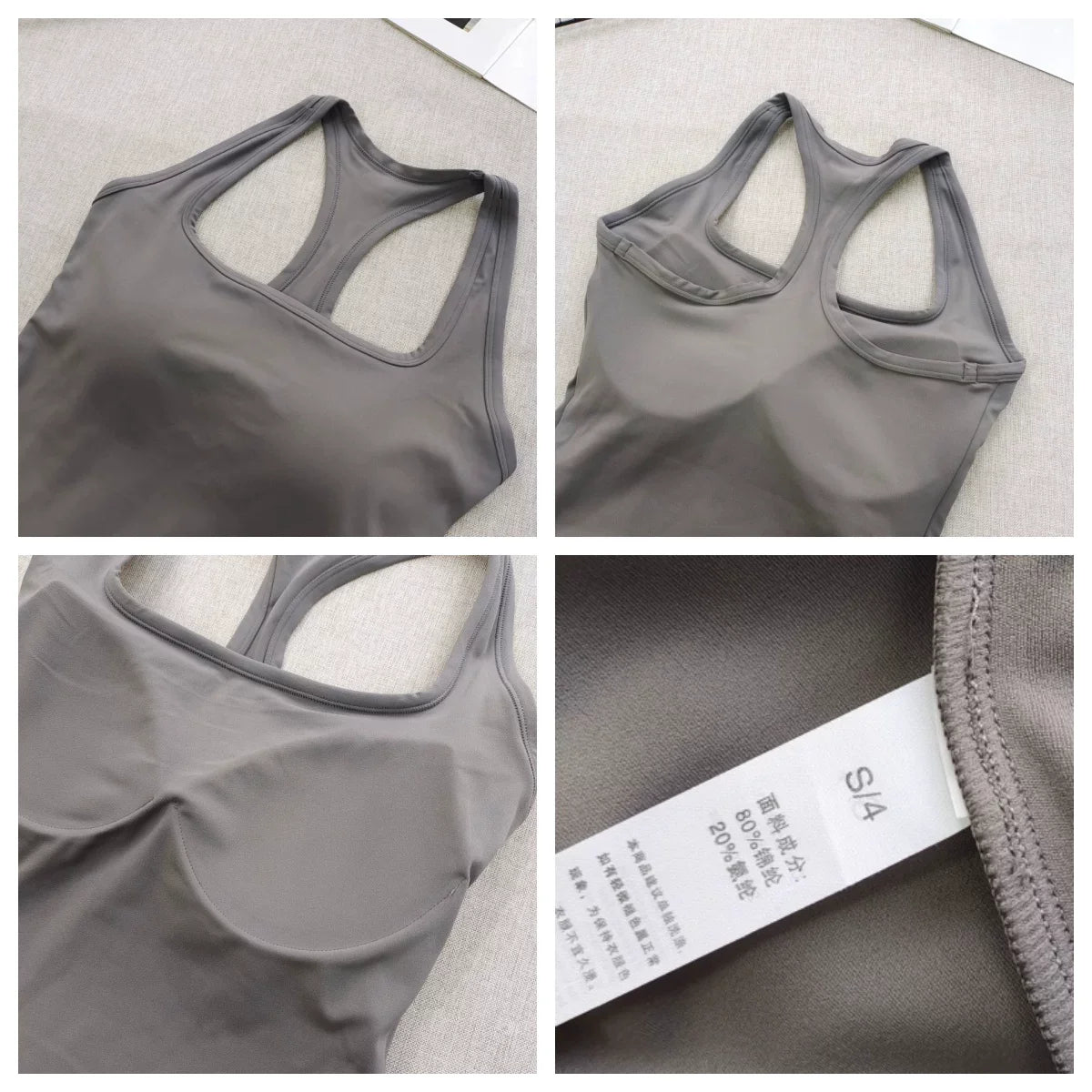 Women's Square Neck Racerback Sports Bra Fixed Pads Shockproof
