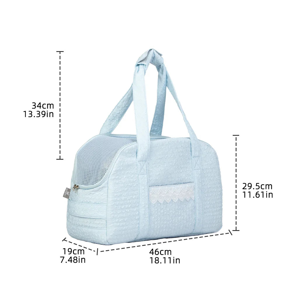 Pink Lace Cat Carrier Pet Backpack Breathable Small Dog Bag Shoulder Handheld Outing Pet Seat Carrier Pack Puppies Breathable