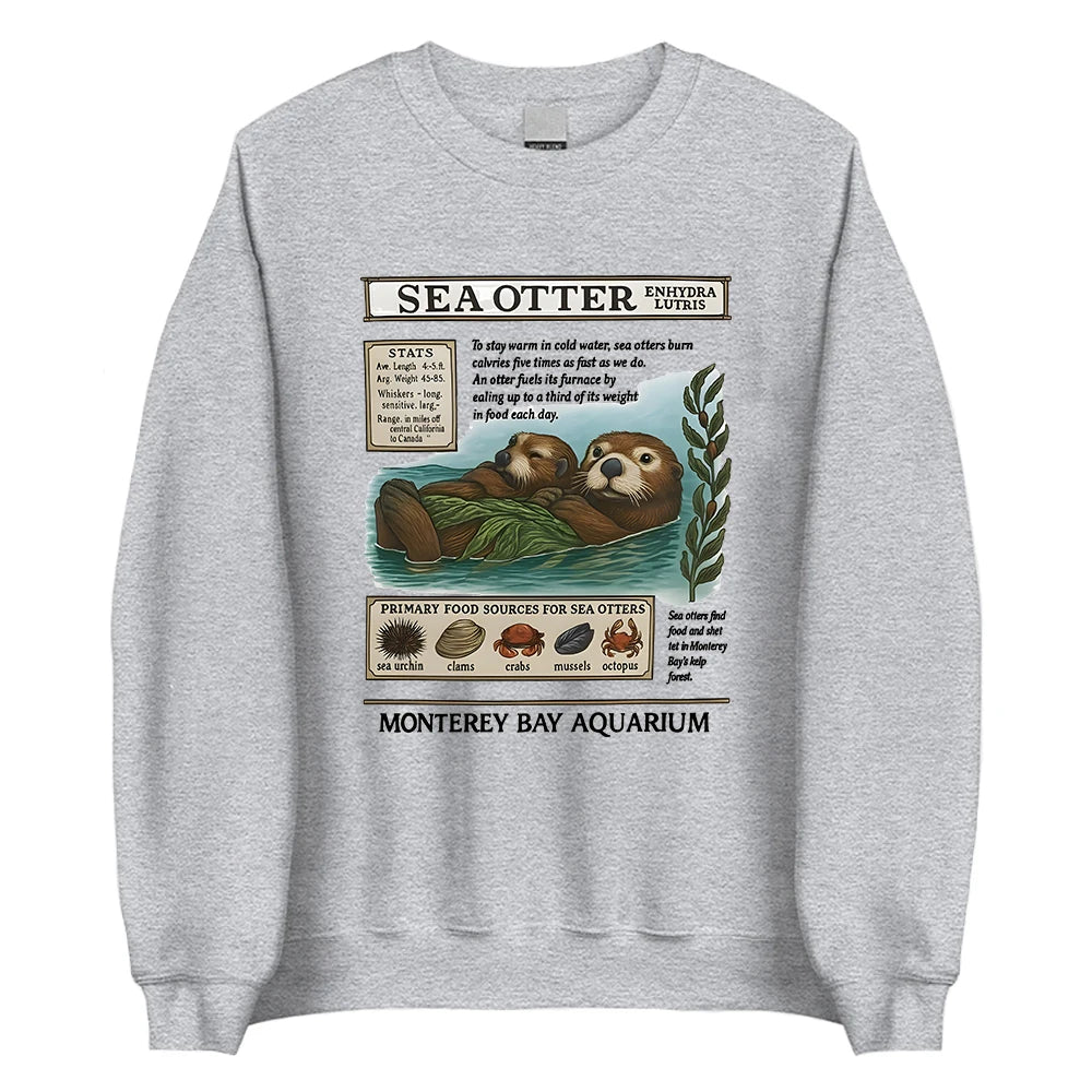 Sea Otter Monterey Bay Aquarium Sweatshirt Long Sleeve Female Winter Pullovers Crewneck Women Men Casual Clothing Streetwear