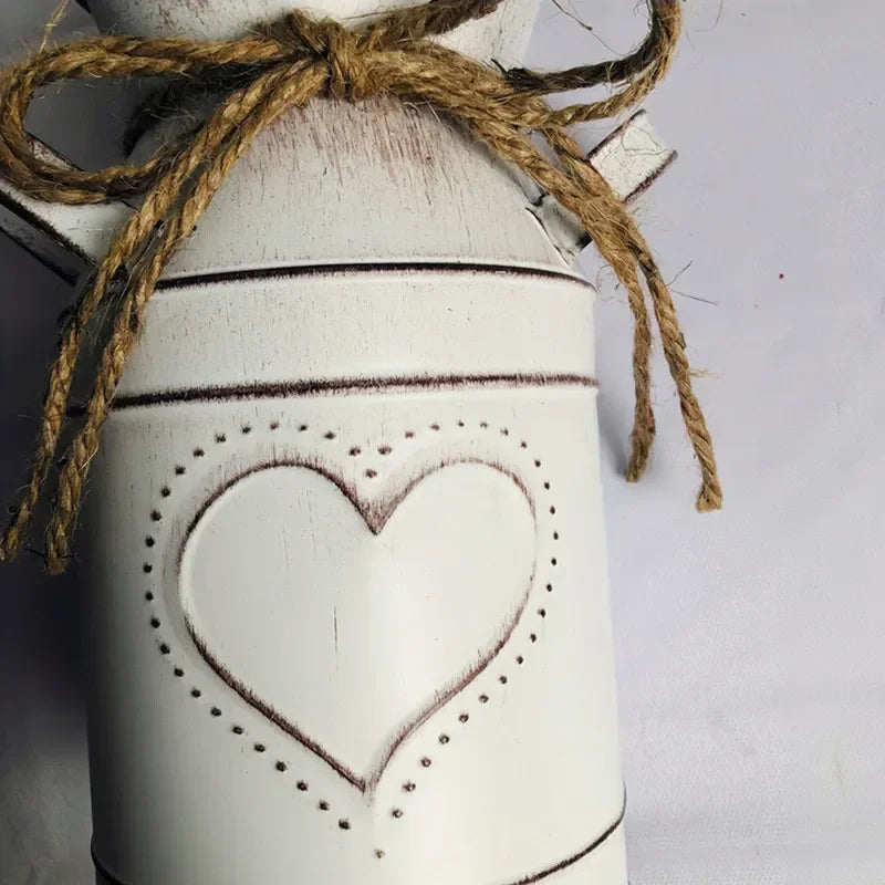 Trendy Design Flower Vase Rustic Farmhouse Vase Metal Galvanized Milk Can Tin French Country Vase Bucket for Home Decor