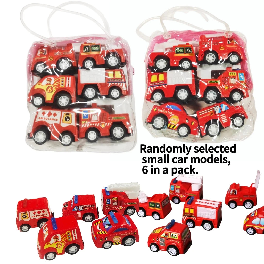 6pcs Car Model Toy Pull Back Car Toys Mobile Vehicle Fire Truck