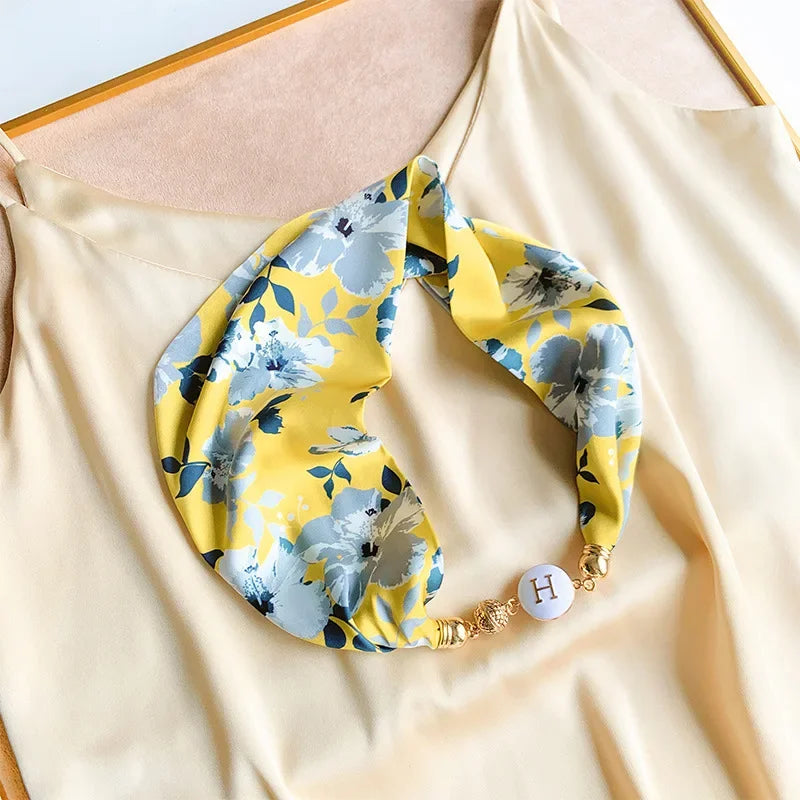 Imitation Silk Scarf Magnetic Buckle Necklace Pendant Wearing Spring and Autumn Cervical Protection for Women