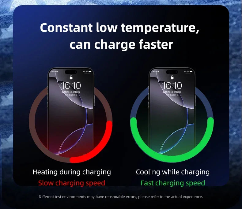 Tempered Glass 15W QI2 Wireless Charger ice Cooling Phone Holder For Magsafe iPhone 16~12 Magnet Cellphone Bracket Fast Charging