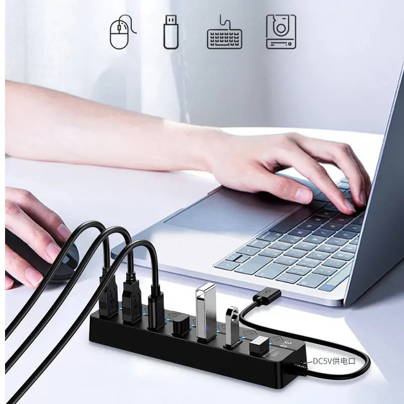 3.0 Power Adapter 4/7 Port Multi USB Splitter Hub 2.0