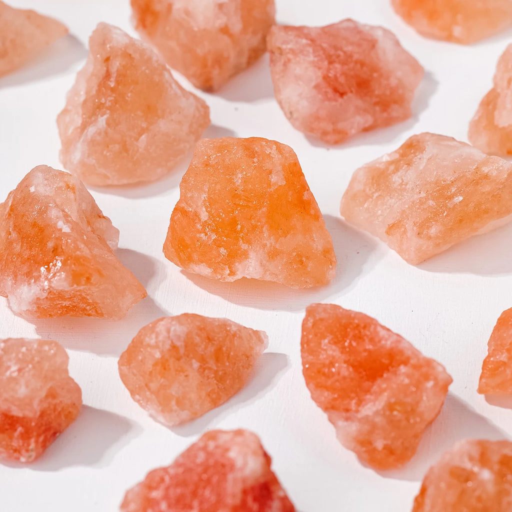 50g/bag Natural Crystal Himalayan Orange Salt Raw Stone Diffuser Minerals Specimen Raw Mineral Decorative Irregular Stone
