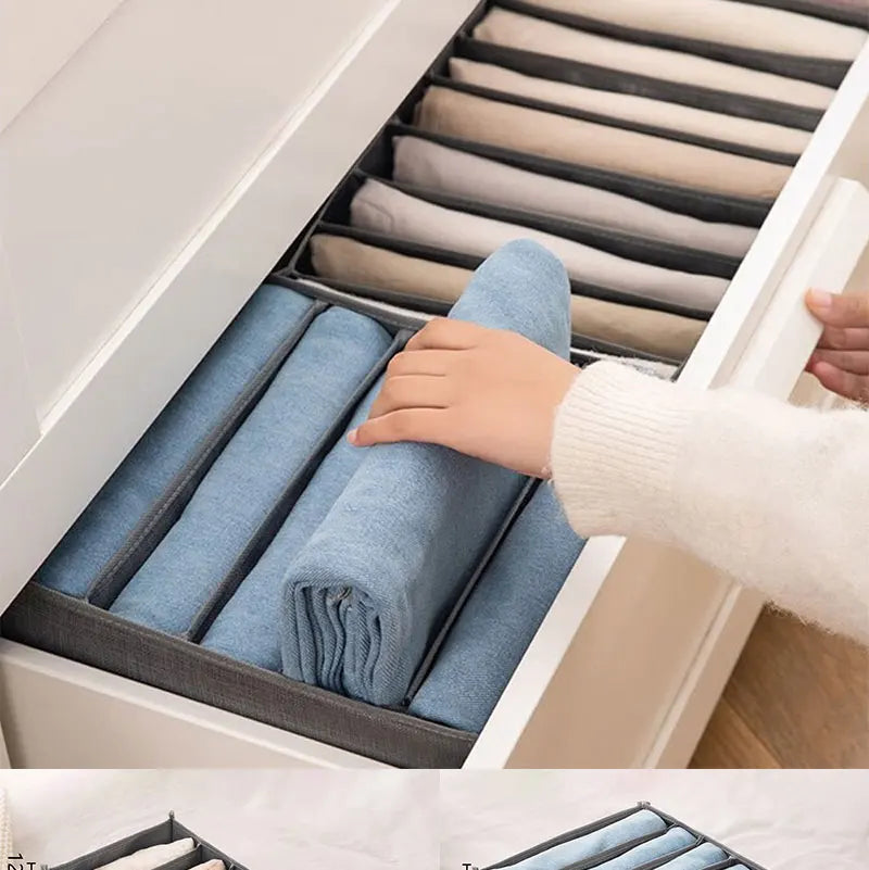 Closets Clothes Organizer Foldable Clothing Jeans Storage Box Closet Drawer Organiser for Pants Jeans T Shirt Underwear Leggings