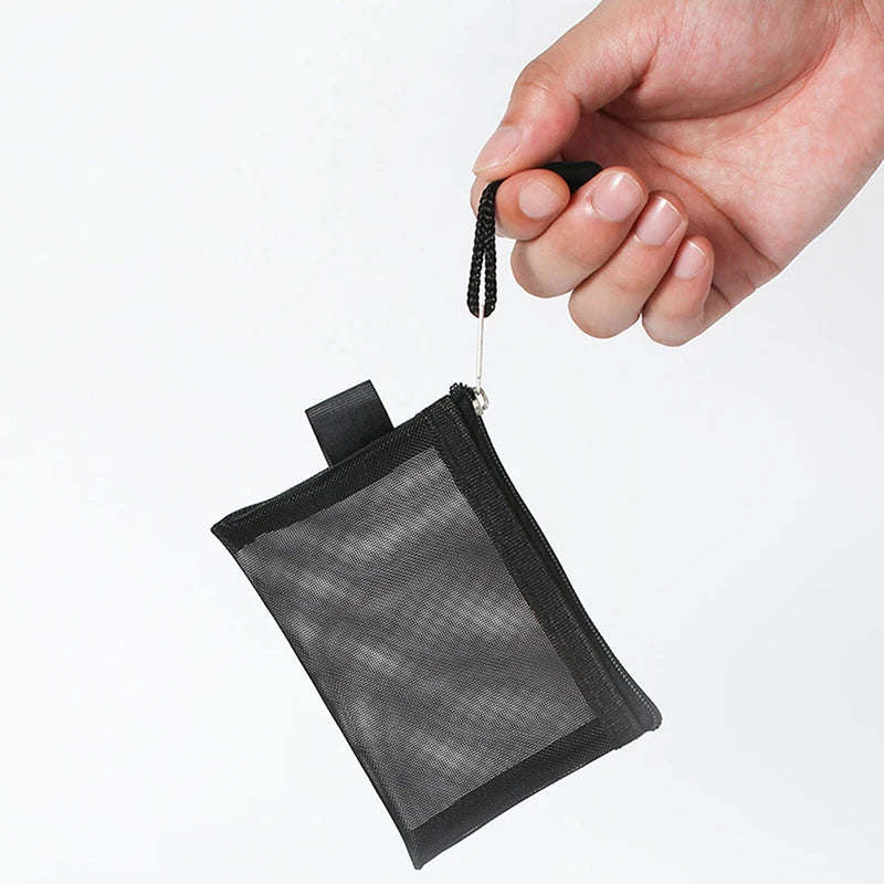 Mini Transparent Nylon Mesh Card Bag Credit ID Card Organizer Portable Coin Purse Lipstick Earphone Data Line Key Storage Bag