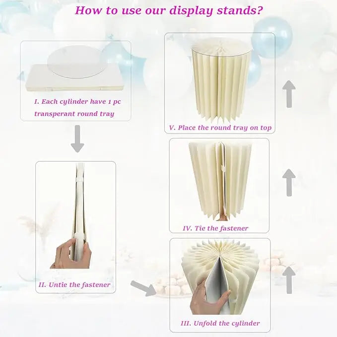 Centerpieces Cardboard Vases Foldable Cardboard Display Columns Stand for Wedding Birthday Party Backdrop Cupcake Decorations