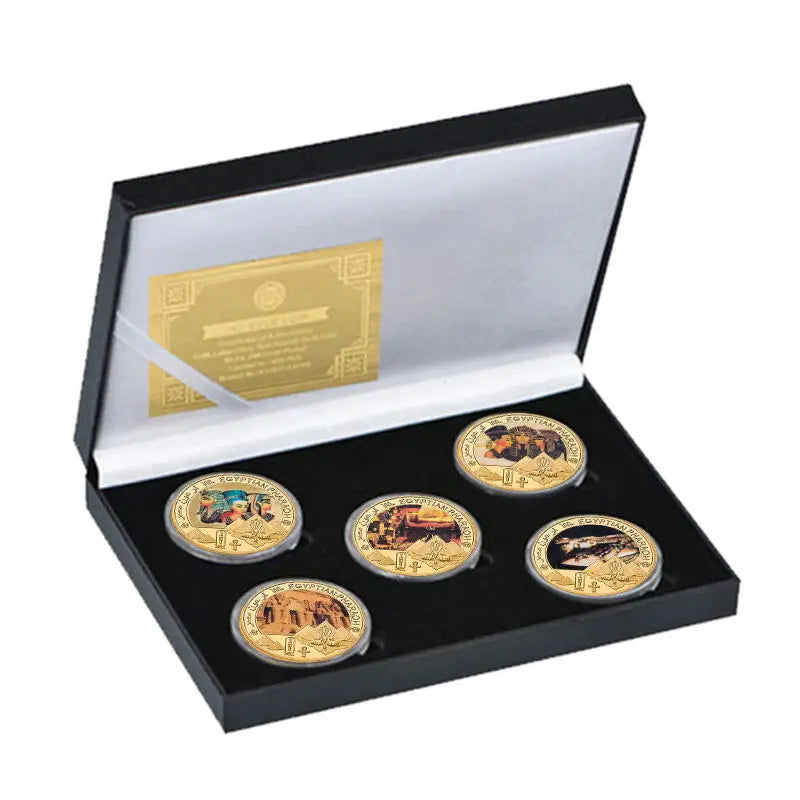 Egyptian Pharaoh Gold Plated Commemorative Coin Egypt Challenge Coin Art Craft Souvenir Business Gift for Collection Home Decor