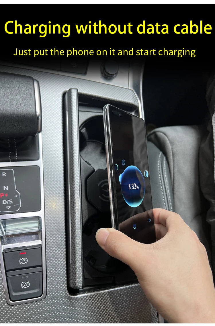 Wireless Charger For Audi A6 A7 S6 S7 C8  2019-2023 Cigarette Lighter Car Charger 15W Car Mobile Phone QI Fast Charging