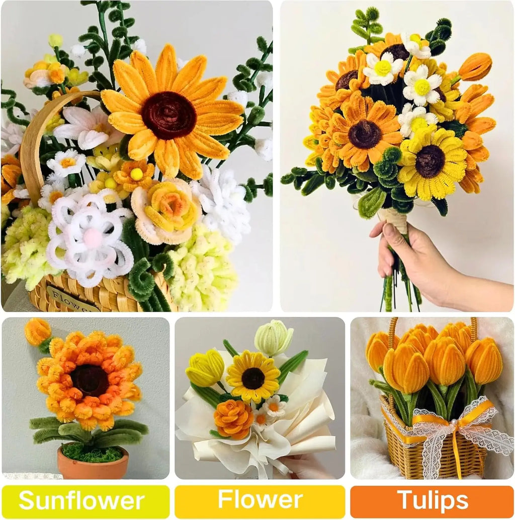 100/300 PCS 6 Colors Gradient Yellow Pipe Cleaners Chenille Stems, Pipe Cleaners Craft,Pipe Cleaners Set for DIY Art and Craft