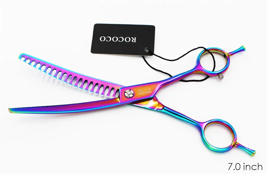 Professional 8 inch 7 inch 6.5" High Quality Pet Dog Grooming Scissors Curved Shark Thinning Shears Cat Dog Barber Scissors