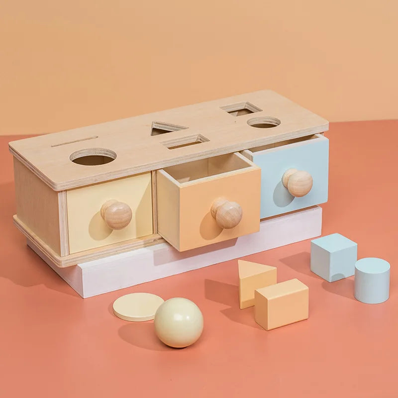 Montessori Macaroon Color Spinning Drum Match Coin Box Permanent
