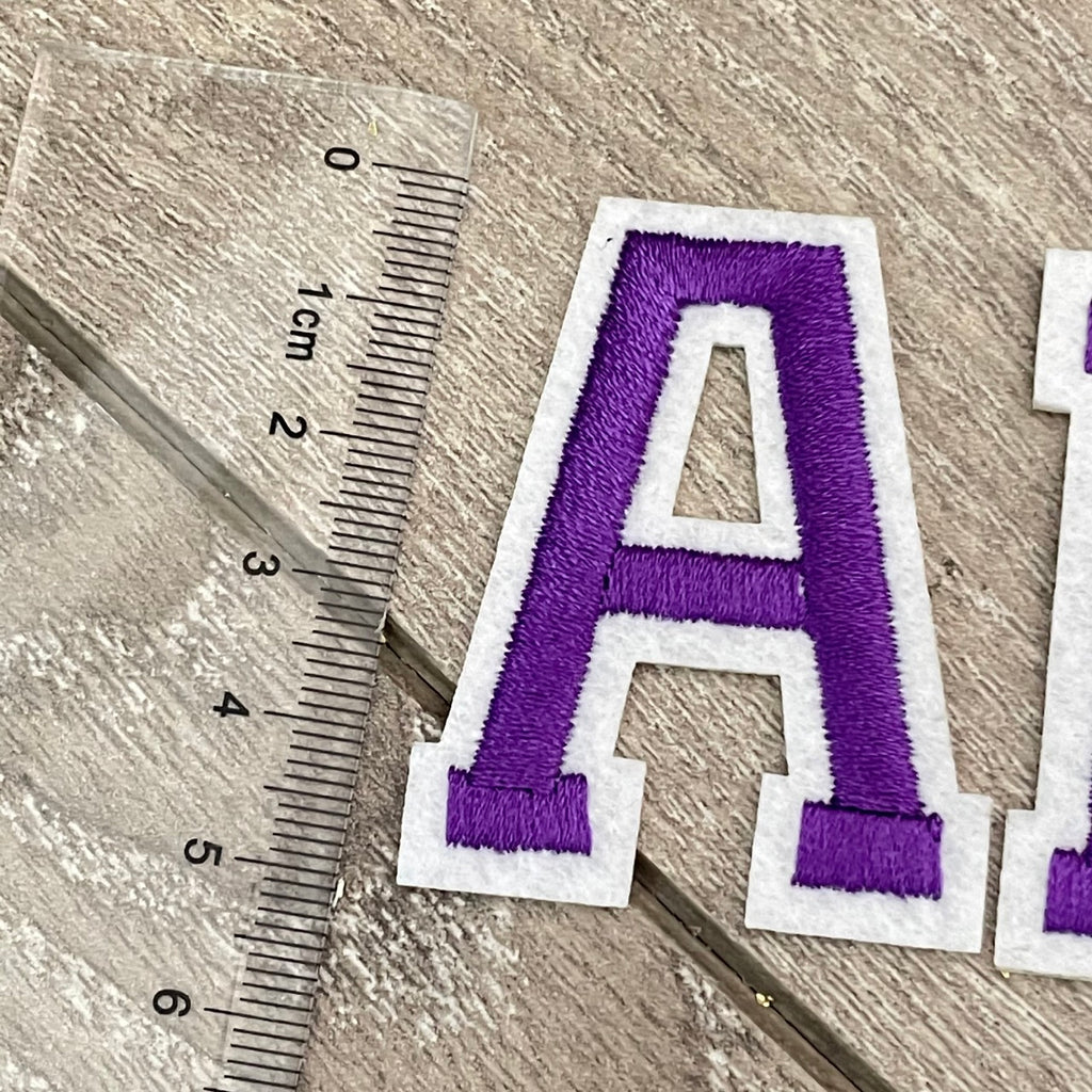 5CM Purple Embroidered Patch Iron on Letter Patches for Clothing Alphabet ABCD EFG HIJK LMN OPQ RST UVW XYZ for DIY Accessories