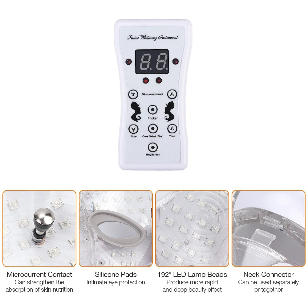 7 Colors Light LED Face Neck Beauty Mask Photon Red Light Facial