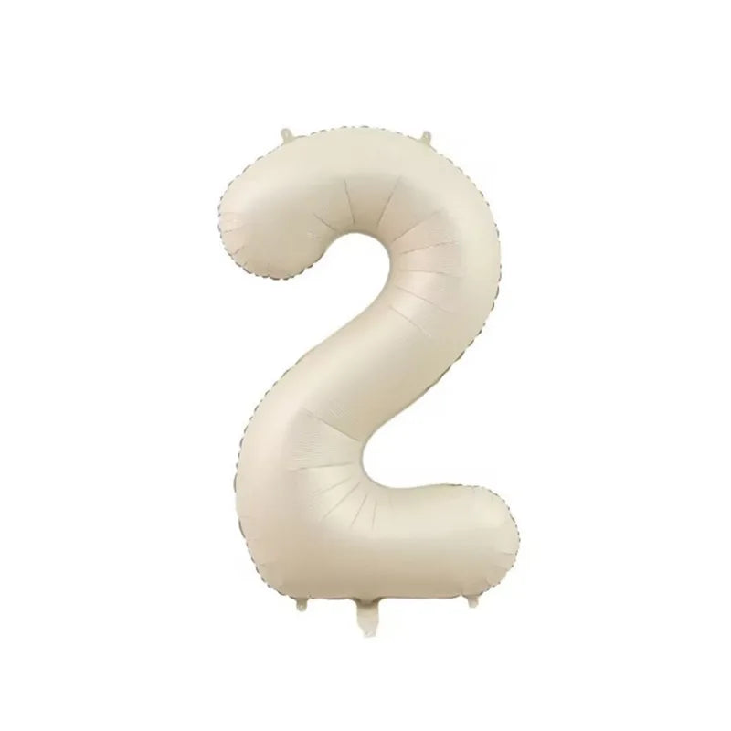 10/5/1Pc Brown Beige Cream 18inch Heart Balloons Cream Number Balloons 1 2 3 4 5 6 Birthday Number Foil Balloon Helium Air Globo