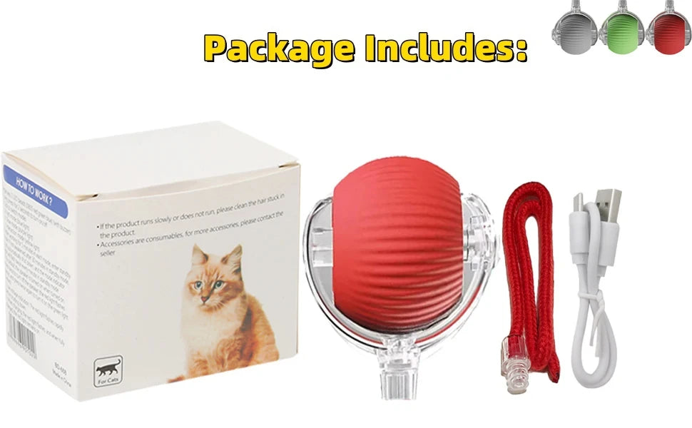 Dog Cat Interactive Ball Toy Automatic Rolling Ball Faux Tail Rechargeable Smart Pet Electric Toy Dog Cat Training Imitate Mouse