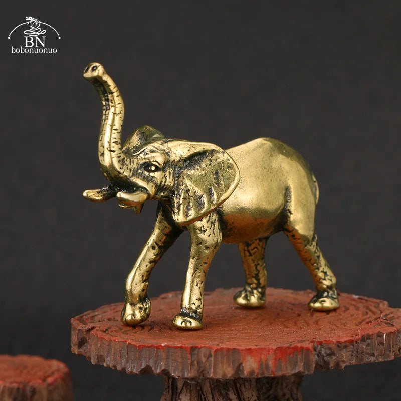 Vintage Brass Elephant Home Decor Ornaments Crafts Miniatures Figurines Desk Decoration Accessories Handmade Mini Animals Statue