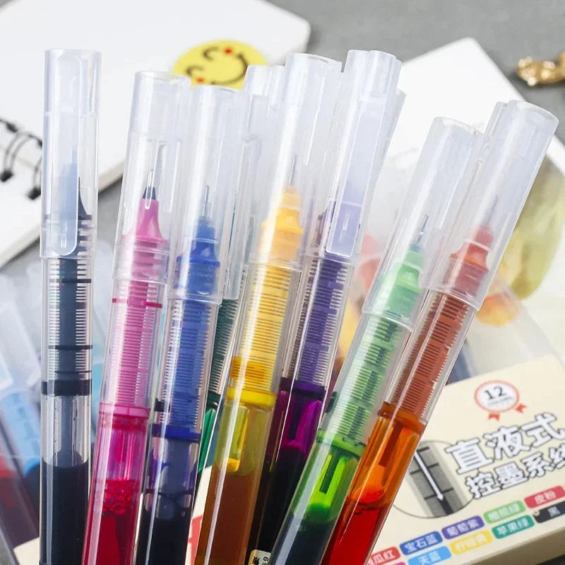 10pcs High Quality Needle Type Gel Pens Black Blue Red Ink